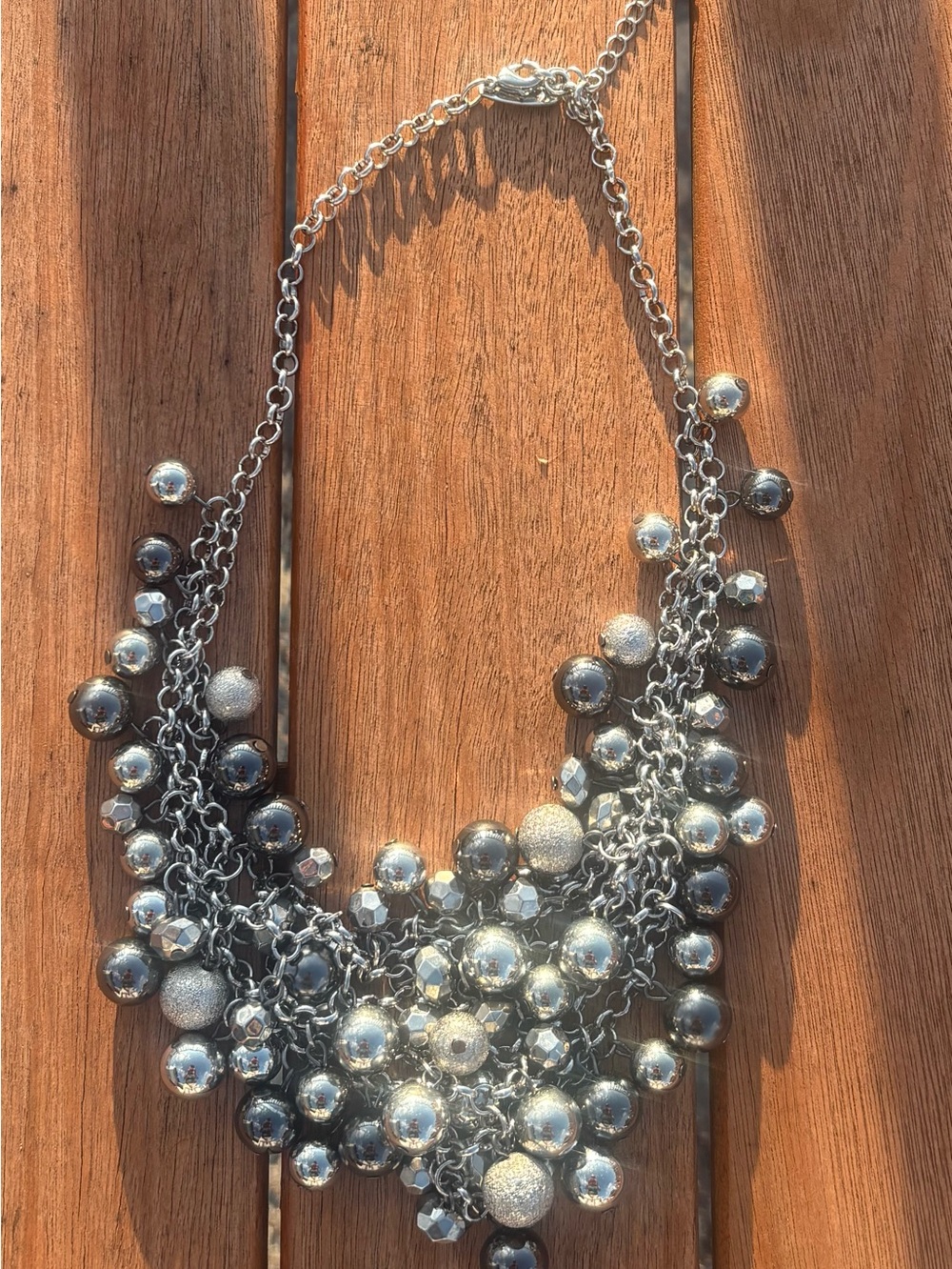 NY Silver Multi-Bead Statement Necklace - Women's Jewelry